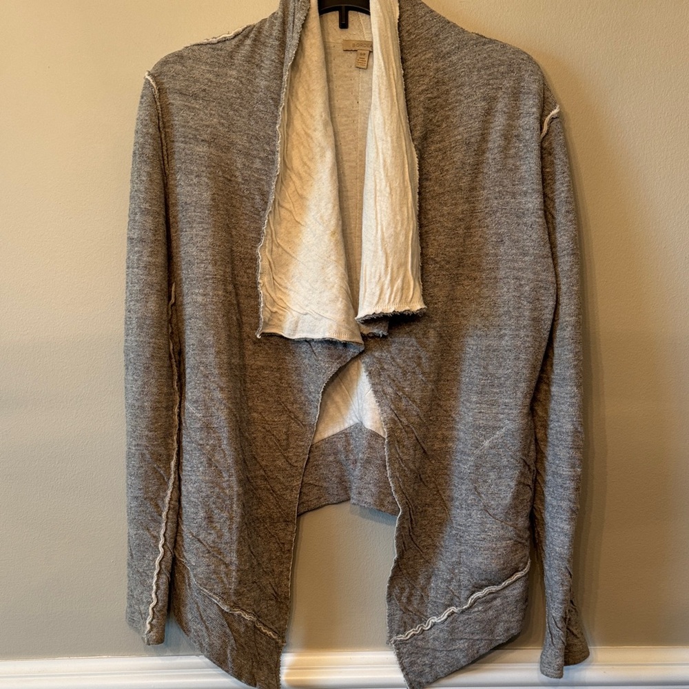 Anthropologie Bordeaux Light Gray Speckled Open Cardigan